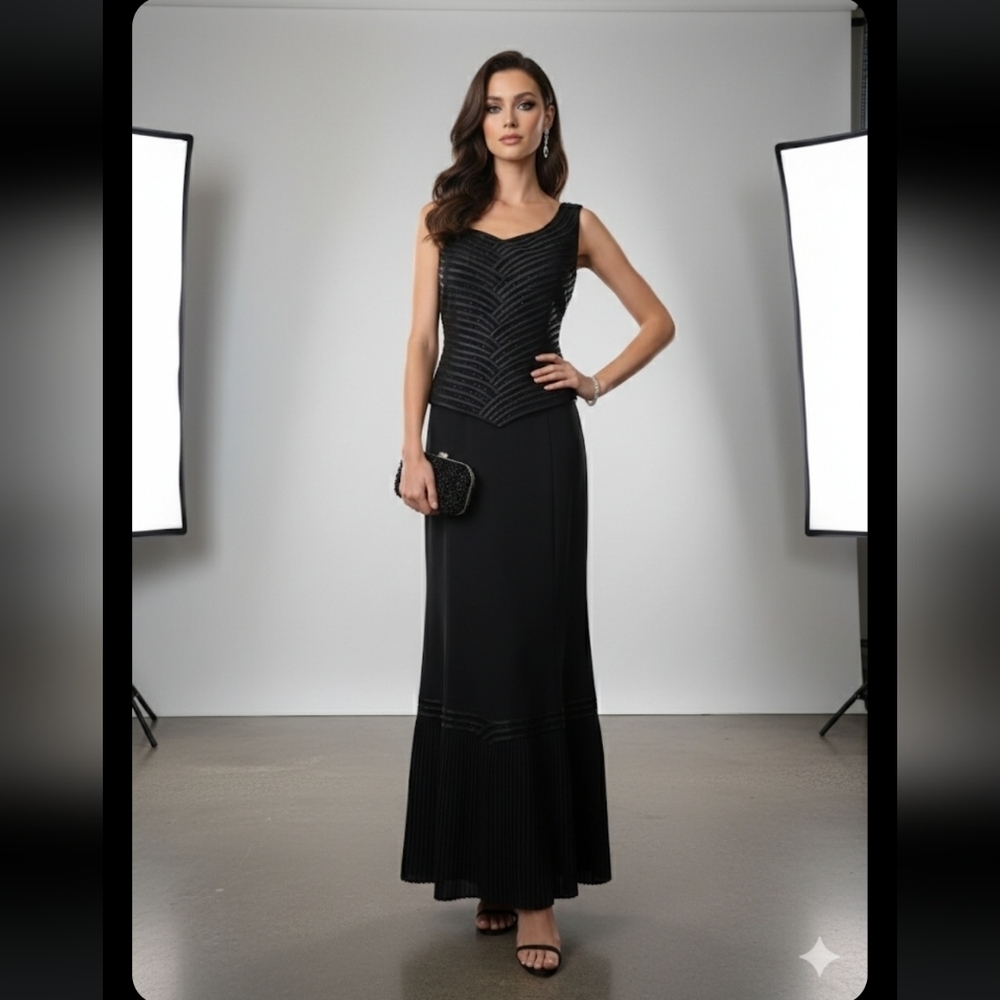 Nina Nischelle Elegant Black Evening Gown Size 8